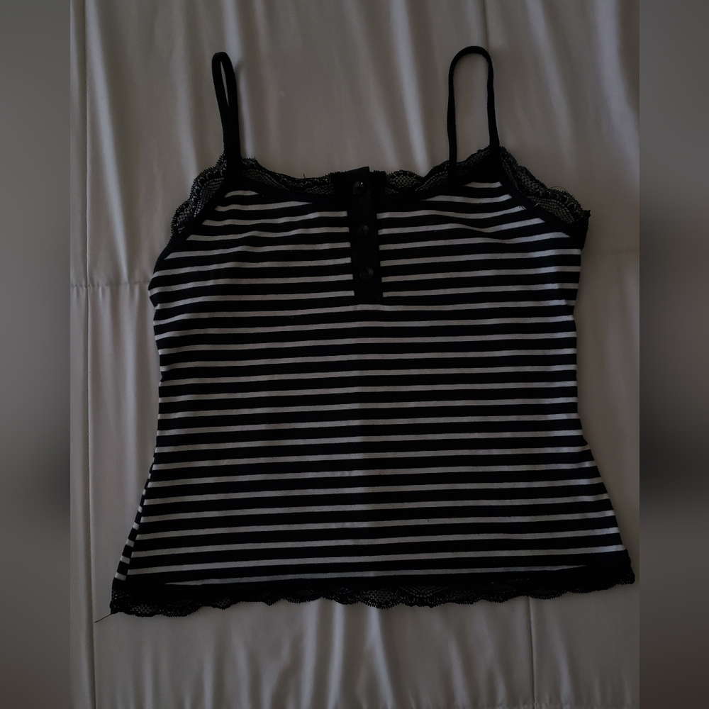 Black and White Striped Tank Top - Picture 2 of 2